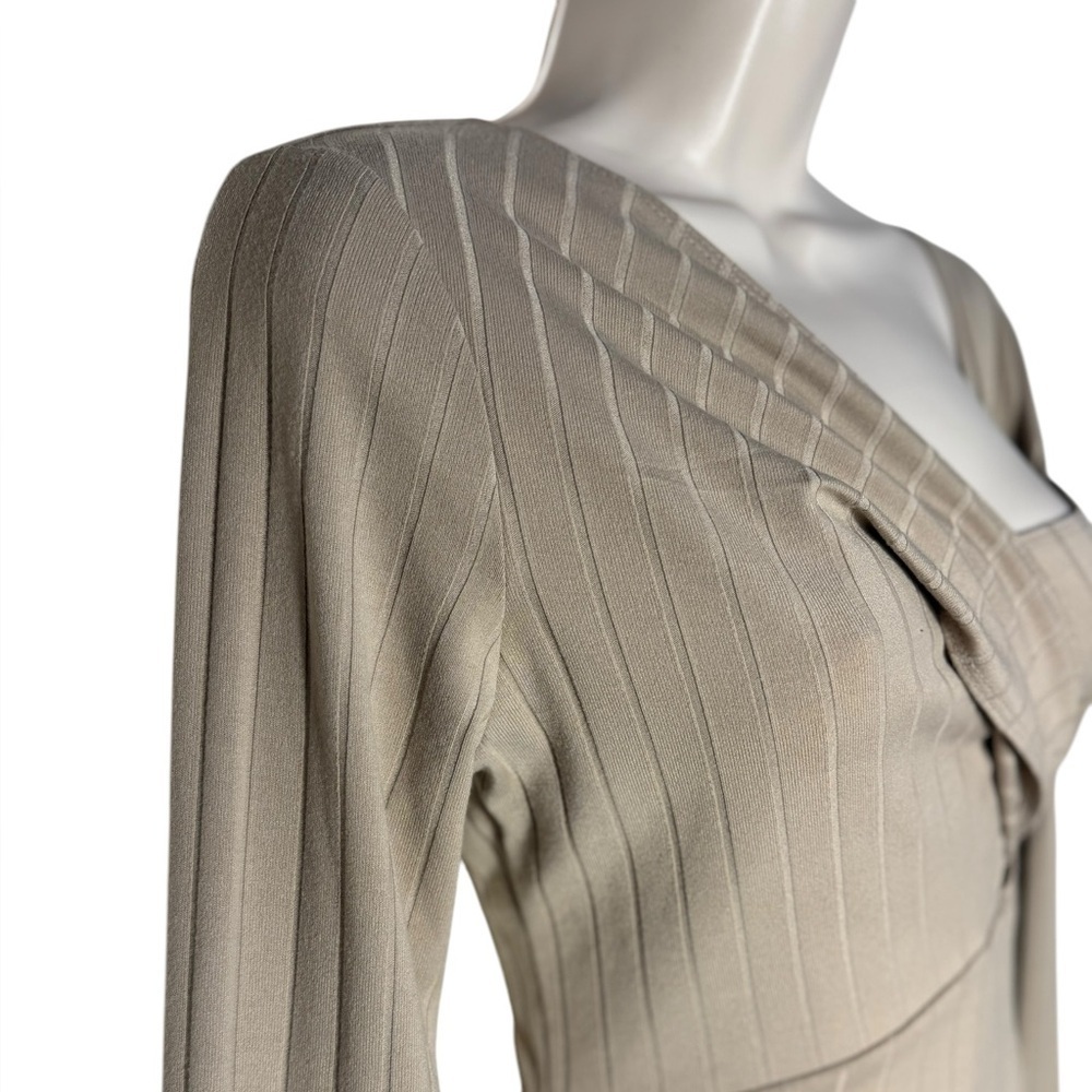 Astr The Label Twist Front Long Sleeve Midi Oatmeal Small Anthropologie - Picture 5 of 12